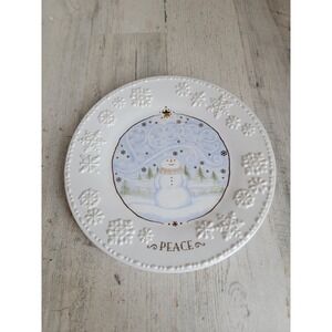 Detailed peace snowman snowflake white‎ plate Xmas home kitchen decor